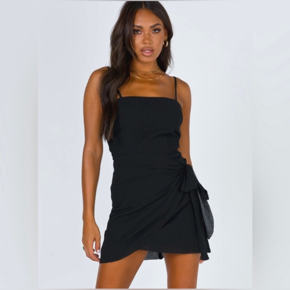 Black Princess Polly wrap dress